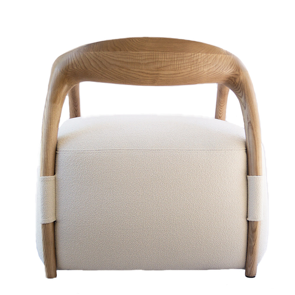 Minimalist Zen Accent Chair - Beige & Oak