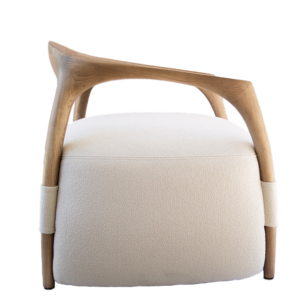 Minimalist Zen Accent Chair - Beige & Oak