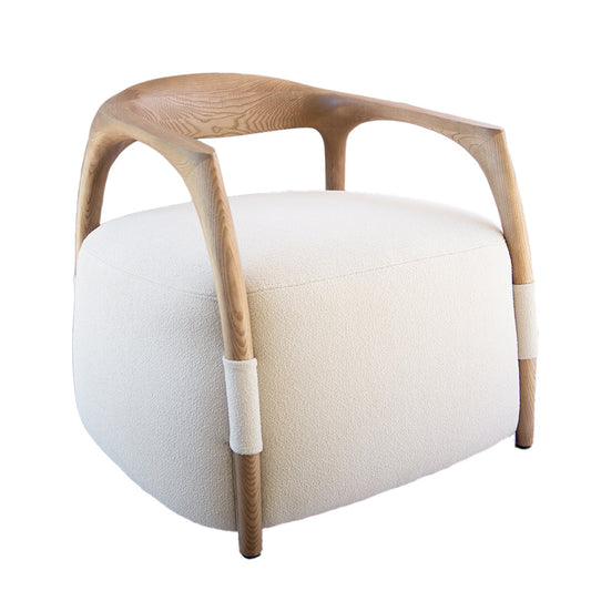 Minimalist Zen Accent Chair - Beige & Oak