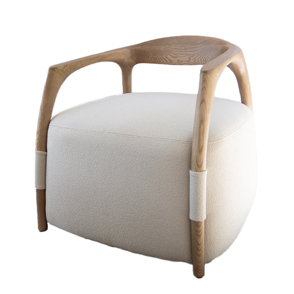 Minimalist Zen Accent Chair - Beige & Oak